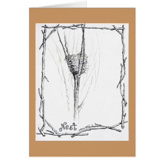 Birds Nest in Winter sketch in ink (Front)