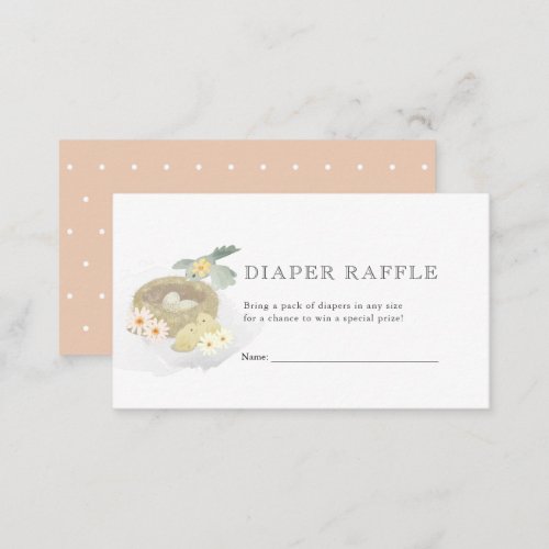 Birds Nest Pink Baby Shower Diaper Raffle Ticket Enclosure Card