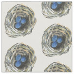 Birds nest robins egg blue repeat pattern fabric