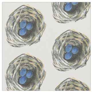 Birds nest robins egg blue repeat pattern fabric