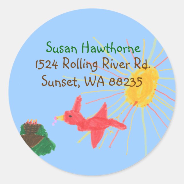 Bird's nest round address label (Front)