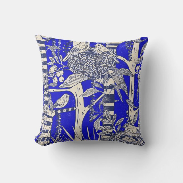 Birds Nest Throw Pillow (Front)