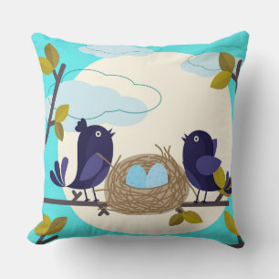 Birds Nest Throw Pillow