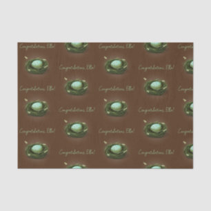 Bird's Nest With Blue Speckled Egg Custom Message Tissue Paper