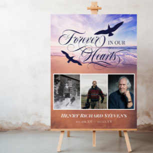 Birds Ocean Beach Forever In Our Hearts Funeral Foam Board