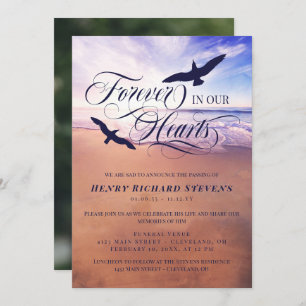 Birds Ocean Beach Forever In Our Hearts Invitation