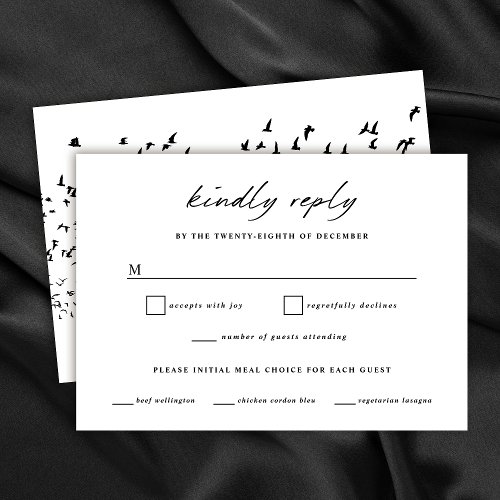 Birds of a Feather Black and White Wedding RSVP 
