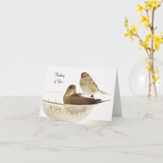 Birds of a Feather - Blank Thinking of You Card (Yellow Flower)