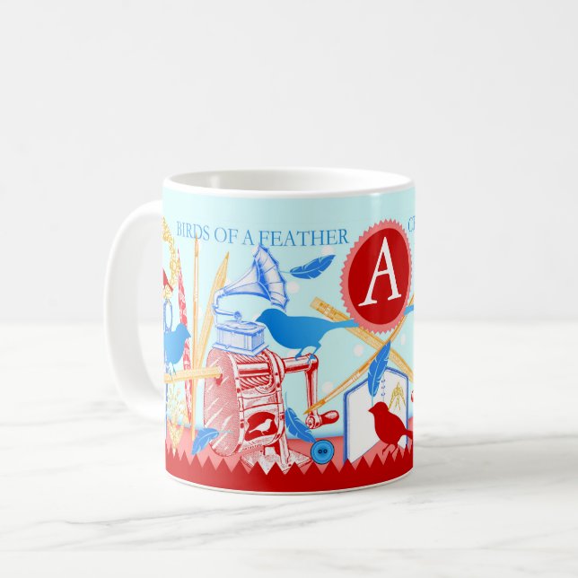 Birds of a Feather Craft Together Mug Aqua (Front Left)