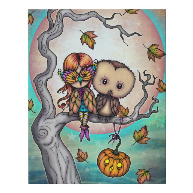 Birds of a Feather Fairy and Owl  Faux Canvas Print (Front)