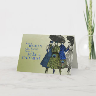 Birds of a Feather - women in peacock feathers Card