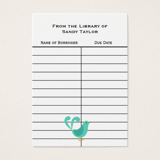 Customizable Birds of a Tree Book Insert Card. Business Card