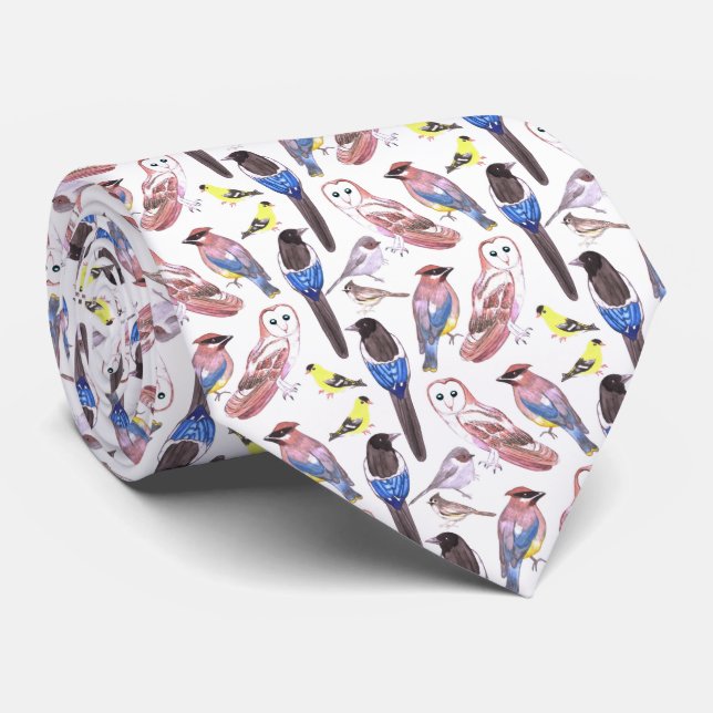 Birds of America in watercolor- Bird lovers Neck Tie (Rolled)