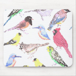 Birds of America- pets and wild birds mosaic Mouse Pad