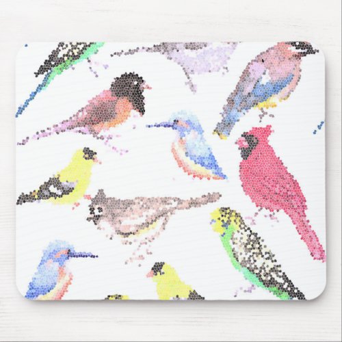 Birds of America_ pets and wild birds mosaic Mouse Pad