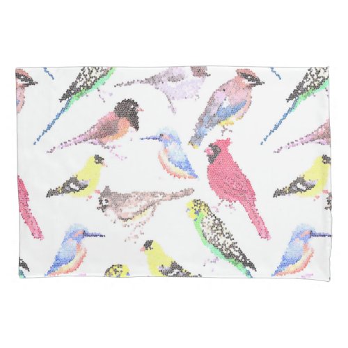 Birds of America_ pets and wild birds mosaic Pillow Case