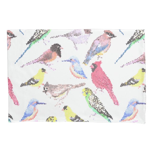Birds of America- pets and wild birds mosaic Pillow Case (Front)