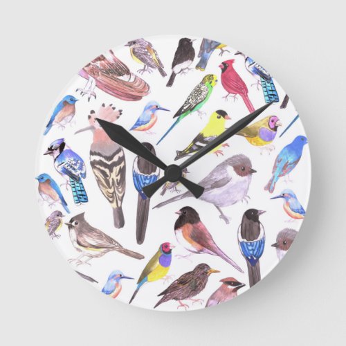 Birds of America_ pets and wild birds Round Clock