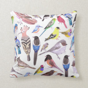 Birds of America- pets and wild birds Throw Pillow