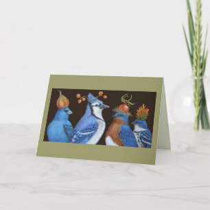 Birds of Blue on Orange Hat Night card