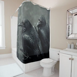Birds of Feather Pair of Crows, Ravens Shower Curtain