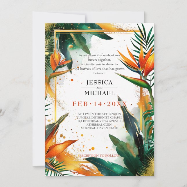 Birds of Paradise Bliss Invitation (Front)
