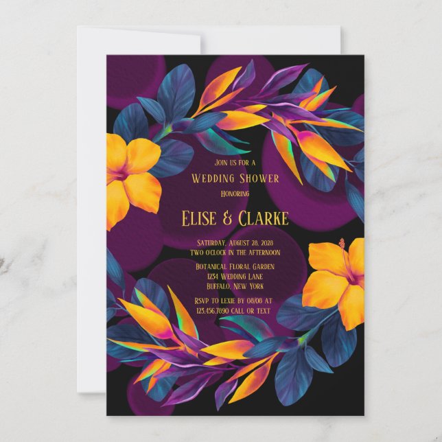 Birds of Paradise Hibiscus Wedding Shower Invitati Invitation (Front)