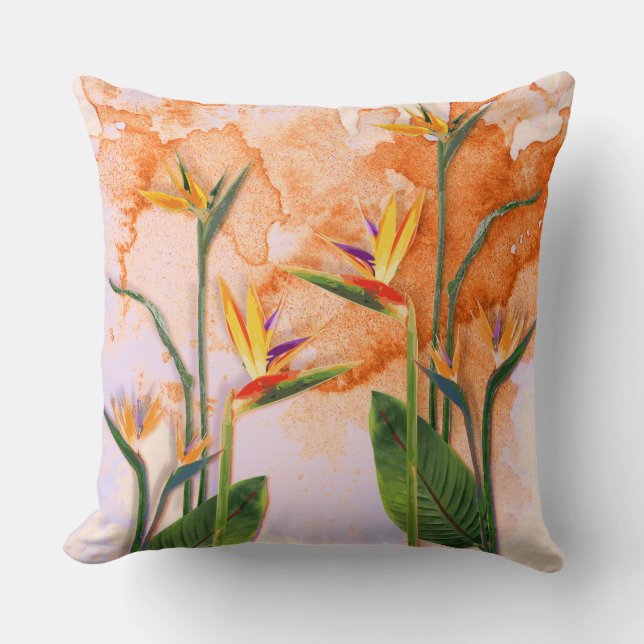  Birds of Paradise in Bloom Throw Pillow (Front)
