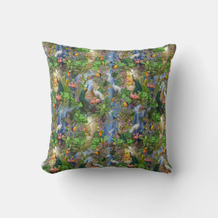 Birds of Paradise Repeat Print Throw Pillow