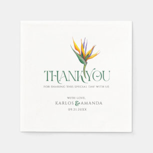 Birds of Paradise Thank You Wedding Typography Napkins