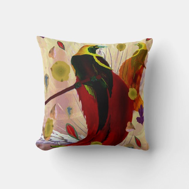 Birds of Paradise Throw Pillow (Front)