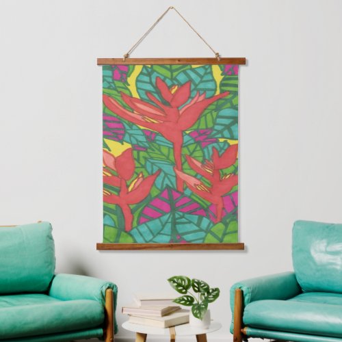 Birds of Paradise Tropical Jungle  Hanging Tapestry