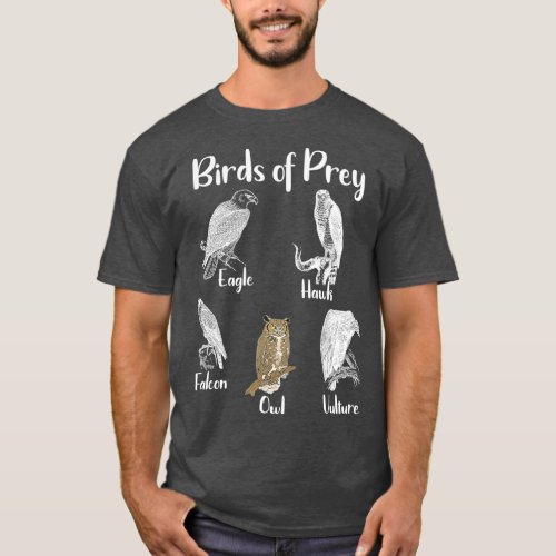 Birds of Prey Eagle Hawk Falcon Owl Vulture T_Shirt