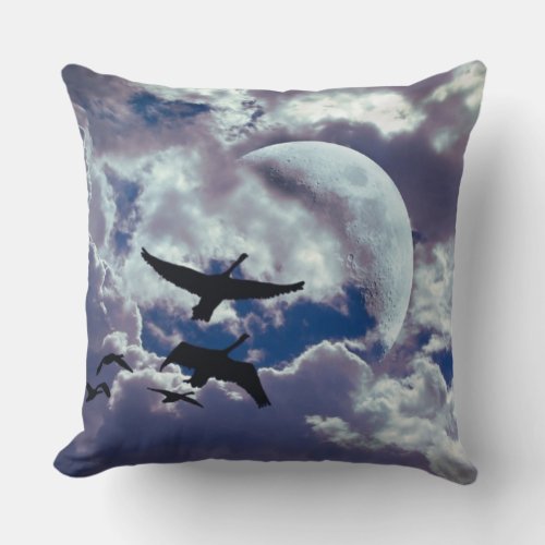 Birds of the Night Throw Pillow