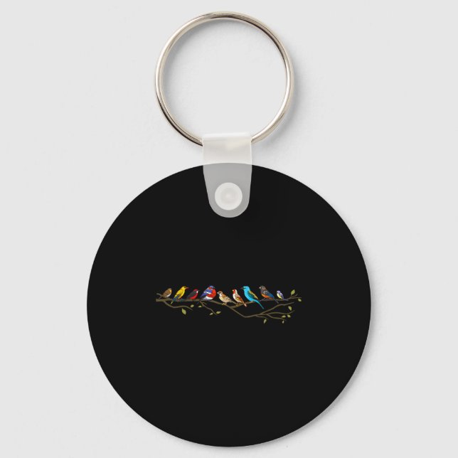 Birds On A Branch Birding Bird Watching Bird Watch Keychain (Front)
