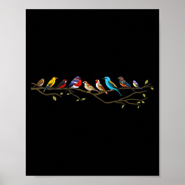 Birds On A Branch Birding Bird Watching Bird Watch Poster (Front)