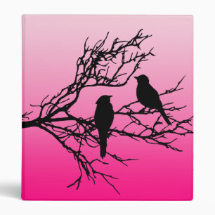 Birds on a Branch, Black Against Dawn Pink Binder