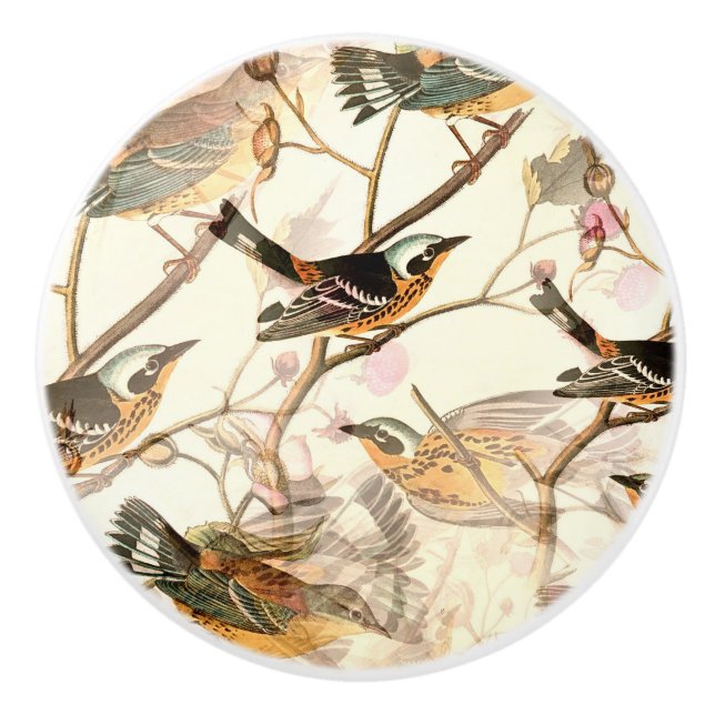 Birds on a Branch Ceramic Knob (Front)