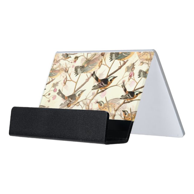 Birds on a Branch Desk Business Card Holder (Angled Front)