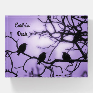 Birds on a Branch - Lavender Sky -personalize Paperweight