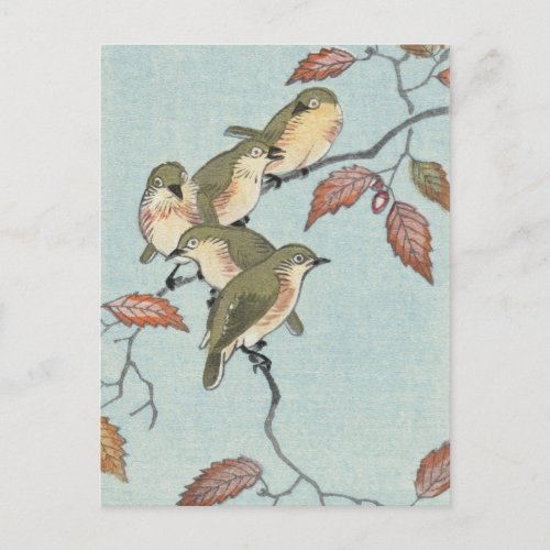 Birds on a Branch Painting by Ohara Koson Postcard