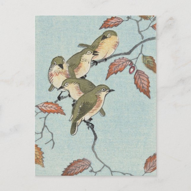 Birds on a Branch Painting by Ohara Koson Postcard (Front)