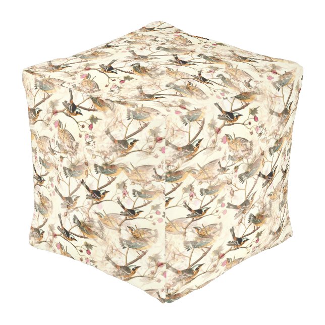 Birds on a Branch Pouf (Angled Front)