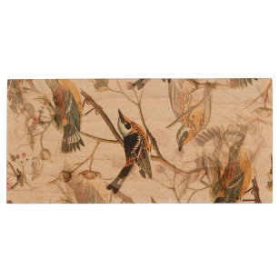 Birds on a Branch Wood Flash Drive