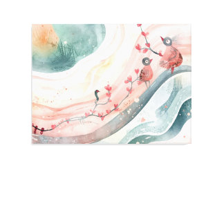 Birds on a Heart Branch  Canvas Print