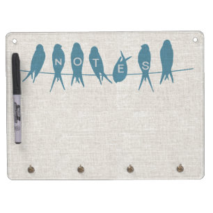 Birds on a Line Linen Look Dry Erase Board