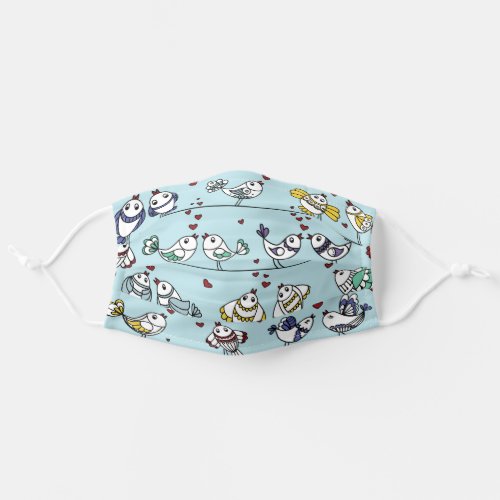 Birds on a Line with Hearts Adult Cloth Face Mask