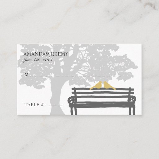 Customizable Birds on a Park Bench Wedding Seating Cards Business Card