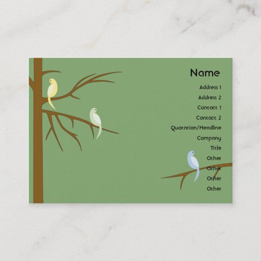 Customizable Birds on a Tree - Chubby Business Card Template