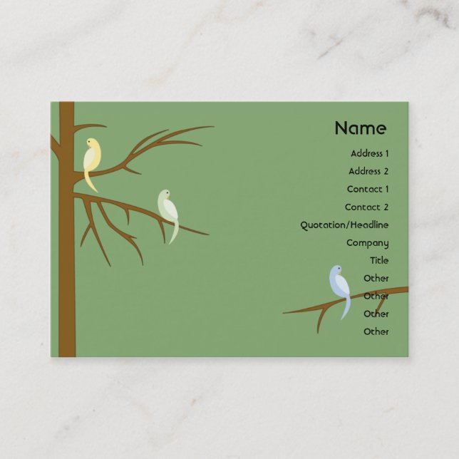 Birds on a Tree - Chubby Business Card (Front)